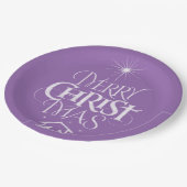 Vrolijk kerstfeest Religieuze Calligrafie Chalk Pa Papieren Bordje (Gekanteld)