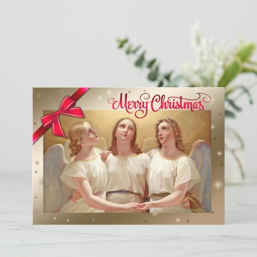 Vrolijk kerstfeest. Religieuze Fine Art Kerst Kaar Feestdagenkaart (Staand voorkant)