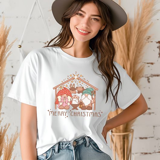 Vrolijk Kerstfeest Religieuze Gnome Manger Kerstmi Tri-Blend Shirt