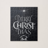 Vrolijk kerstfeest Religieuze Kerst Zwarte Chalk Legpuzzel (Verticaal)
