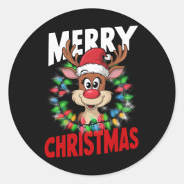 Vrolijk Kerstfeest Rendier Kerstvakantie Ronde Sticker