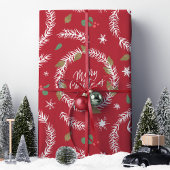 Vrolijk Kerstfeest Rendier Krans Vakantie Rood Cadeaupapier