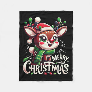 Vrolijk Kerstfeest Rendier Tree Lights Xmas Famili Fleece Deken