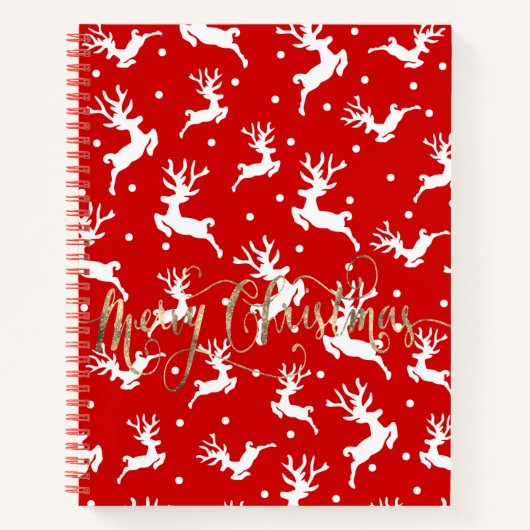 Vrolijk kerstfeest rendieren rood notitieboek (Voorkant)