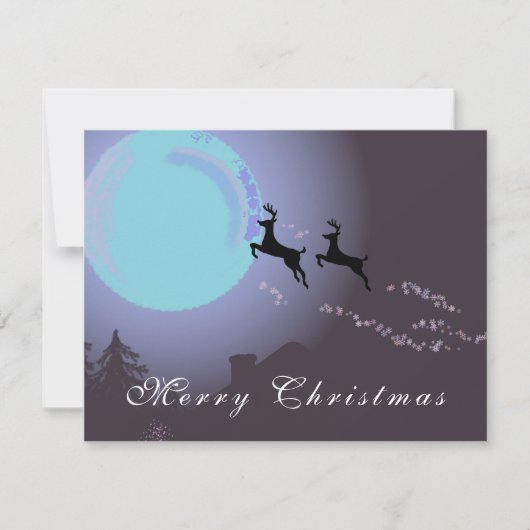 Vrolijk kerstfeest rendiermoon Magical Night Feestdagenkaart (Voorkant)
