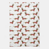 Vrolijk kerstfeest rendiertje Dachshund Kitchen To Theedoek (Verticaal)