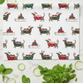 Vrolijk kerstfeest rendiertje Dachshund Kitchen To Theedoek (Gevouwen)