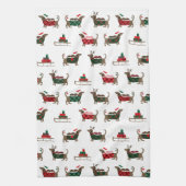 Vrolijk kerstfeest rendiertje Dachshund Kitchen To Theedoek (Verticaal)