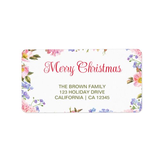 Vrolijk kerstfeest | Retouradres rode typografie Etiket (Voorkant)