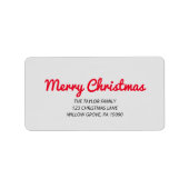 Vrolijk kerstfeest | Retouradres rode typografie Etiket (Voorkant)
