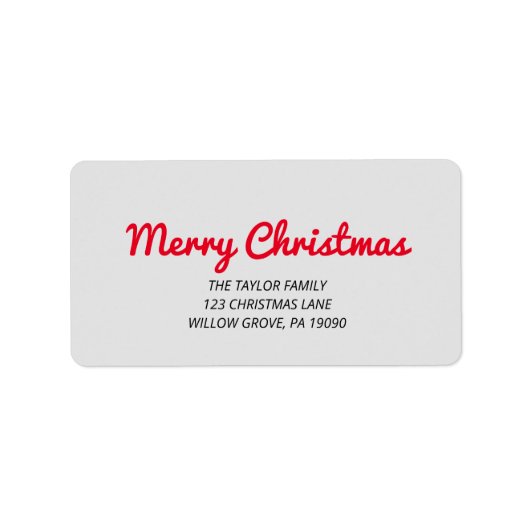 Vrolijk kerstfeest | Retouradres rode typografie Etiket (Voorkant)