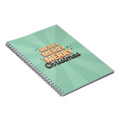 Vrolijk Kerstfeest retro 3d ontwerptekst Notitieboek (Rechterzijde)