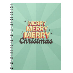 Vrolijk Kerstfeest retro 3d ontwerptekst Notitieboek