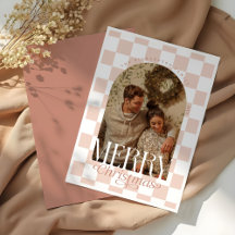 Vrolijk Kerstfeest Retro Checkerboard Boog Foto