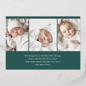 Vrolijk Kerstfeest retro font pine green foto Folie Feestdagenkaart (Achterkant)