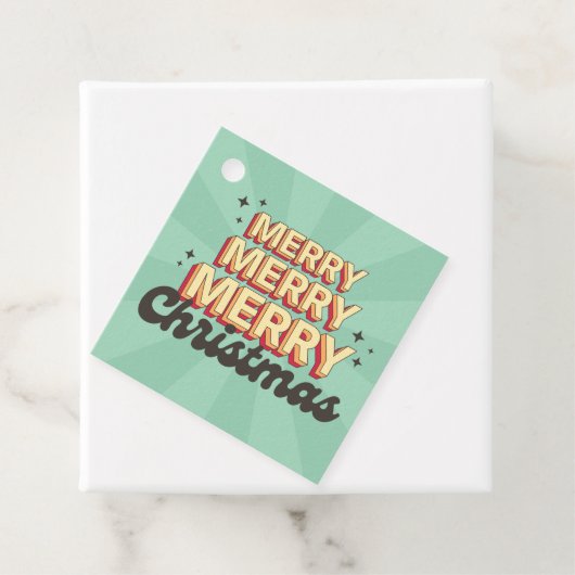 Vrolijk Kerstfeest retro groovy 3d ontwerp tekst Bedankjes Labels (In situ)