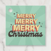 Vrolijk Kerstfeest retro groovy 3d ontwerp tekst Bedankjes Labels (Voorkant)