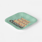 Vrolijk Kerstfeest retro groovy 3d ontwerp tekst Papieren Bordje (Gebogen)