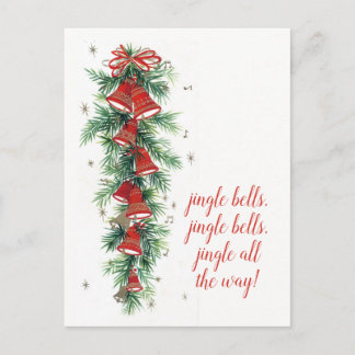 Vrolijk kerstfeest | Retro Jingle Bells & Pines Feestdagenkaart