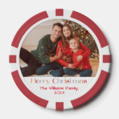 Vrolijk kerstfeest retro kalligrafie vakantiefoto poker chips (Voorkant)