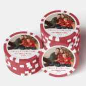 Vrolijk kerstfeest retro kalligrafie vakantiefoto poker chips (Opstapeling)