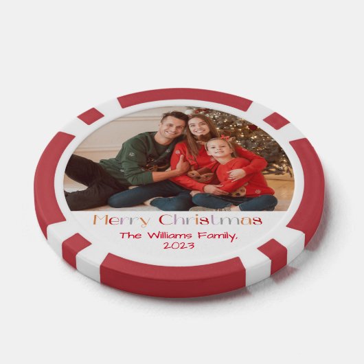Vrolijk kerstfeest retro kalligrafie vakantiefoto poker chips (Enkel)