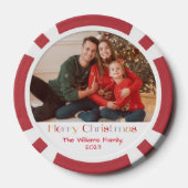Vrolijk kerstfeest retro kalligrafie vakantiefoto poker chips (Achterkant)