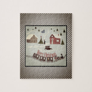 Vrolijk kerstfeest, retro legpuzzel
