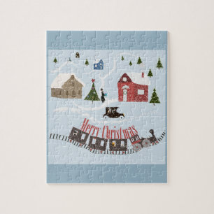 Vrolijk kerstfeest, retro legpuzzel