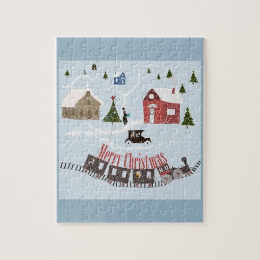 Vrolijk kerstfeest, retro legpuzzel (Verticaal)