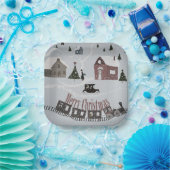 Vrolijk kerstfeest, retro papieren bordje (Feest)