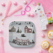 Vrolijk kerstfeest, retro papieren bordje (Feest)