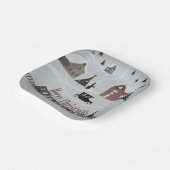 Vrolijk kerstfeest, retro papieren bordje (Gebogen)