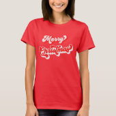 Vrolijk Kerstfeest Retro Red Classic T-shirt (Voorkant)