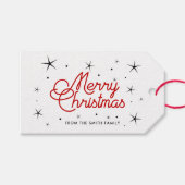 Vrolijk Kerstfeest retro rood en wit Cadeaulabel (Voorkant (Horizontaal))