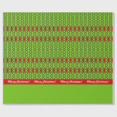 vrolijk kerstfeest | Retro rood groen Cadeaupapier (Vlak)