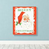 Vrolijk kerstfeest  Retro Santa Claus Canvas Afdruk (Insitu (Houten vloer))
