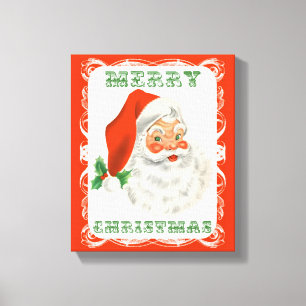 Vrolijk kerstfeest  Retro Santa Claus Canvas Afdruk
