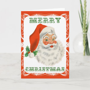Vrolijk kerstfeest  Retro Santa Claus Feestdagen Kaart