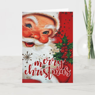 Vrolijk kerstfeest | Retro Santa Claus Feestdagen Kaart