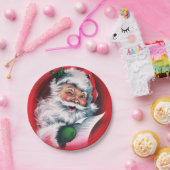 Vrolijk kerstfeest, , retro, Santa claus, gelukkig Papieren Bordje (Feest)
