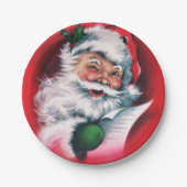 Vrolijk kerstfeest, , retro, Santa claus, gelukkig Papieren Bordje (Voorkant)