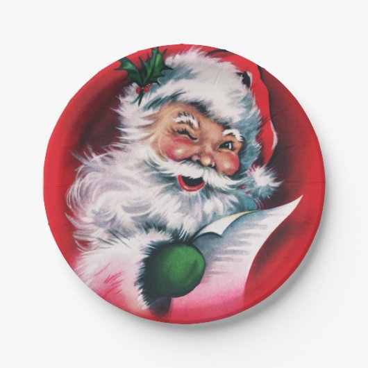 Vrolijk kerstfeest, , retro, Santa claus, gelukkig Papieren Bordje (Voorkant)