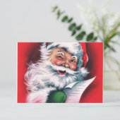 Vrolijk kerstfeest, , retro, Santa claus, gelukkig RSVP Kaartje (Staand voorkant)