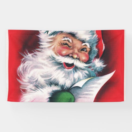 Vrolijk kerstfeest, , retro, Santa claus, gelukkig Spandoek (Horizontaal)