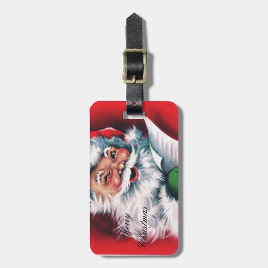 Vrolijk kerstfeest, , retro, Santa claus, happy Sa Bagagelabel (Voorkant verticaal)