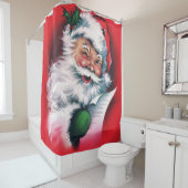 Vrolijk kerstfeest, , retro, Santa claus, happy Sa Douchegordijn (In situ)