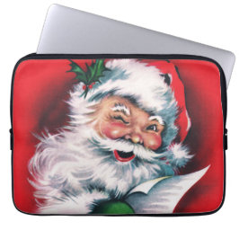 Vrolijk kerstfeest, , retro, Santa claus, happy Sa Laptop Sleeve