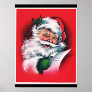 Vrolijk kerstfeest, , retro, Santa claus, happy Sa Poster