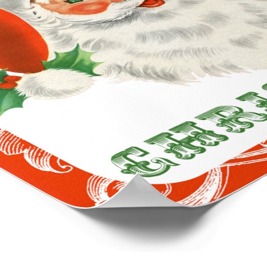 Vrolijk kerstfeest Retro Santa Claus Poster (Hoek)